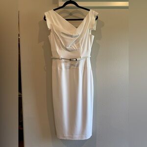 Black Halo Jackie Belted Sheath Midi Dress